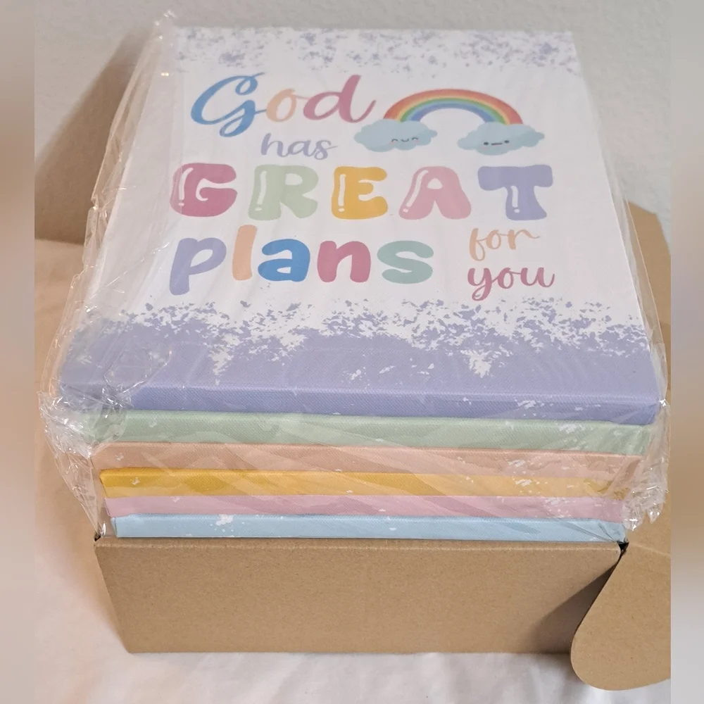 Christian Nursery Wall Art 6pc Canvas Set Kids Room Decor Bible Verse Prints